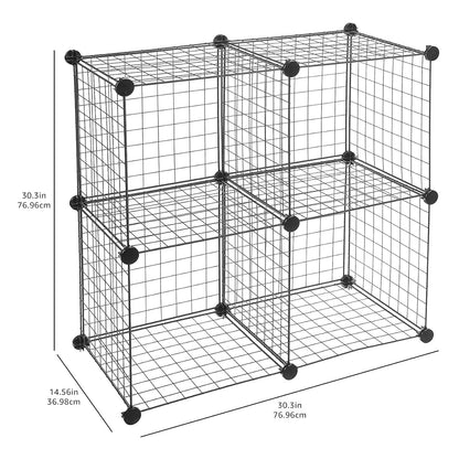 Amazon Basics 4 Cube Wire Grid Storage Organizer, Closet Organizer and Shelves, Stackable