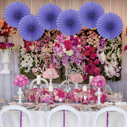 BARTHEW Purple Party Decorations,Purple Bridal Shower Decorations,Halloween Decor Events Accessories,Retirement Decorations Paper Fans Bulk 16in,Anniversary for 30 Color DIY Set(Purple)