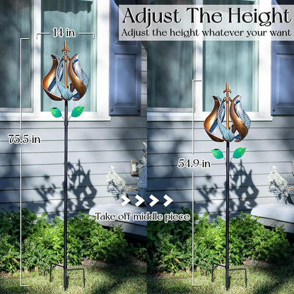 Wind Spinners for Yard and Garden, Wind Spinners Outdoor Metal Large 360 Degrees, Birthday Gifts for Women Family Outdoor Decor(Tulip 75'' x 14'')
