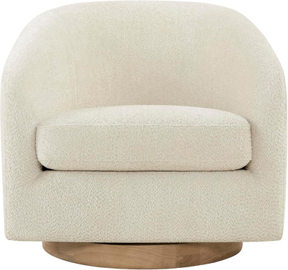 CHITA Swivel Accent Chair, FSC Certified Upholstered Fabric Barrel Chair for Living Room, Fully Assembled, Cream