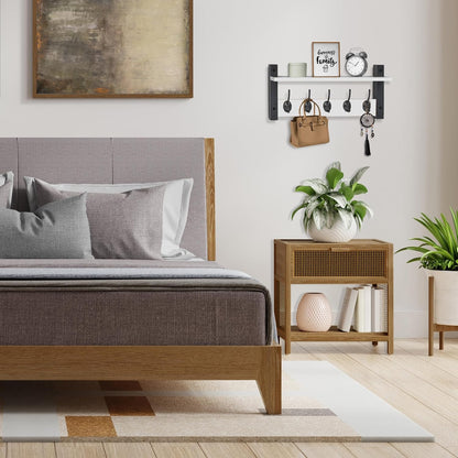 Sorbus Coat Hooks Wall Mount with Shelf – 16 Inch Coat Rack Wall Mount with 5 Heavy Duty Hooks – Floating Wall Shelf with Hooks for Entryway, Bathroom, Bedroom, Kitchen, or Mudroom (White)