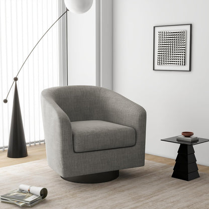 Swivel Barrel Accent Chair Set of 2, Modern Round Linen Arm Chair for Living Room, Bedroom, Comfy Club Reading Chairs for Adults, Linen Fabric-Khaki, 2 SEAT