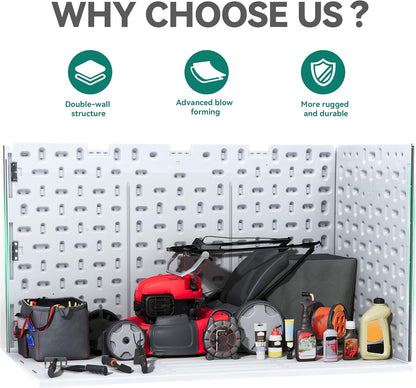 YITAHOME 200 Gallon Double-Wall Deck Box with Divider & Side Handles, Outdoor Large Storage for Patio Furniture Cushions, Garden Pool Accessories, Water Resistant & Lockable