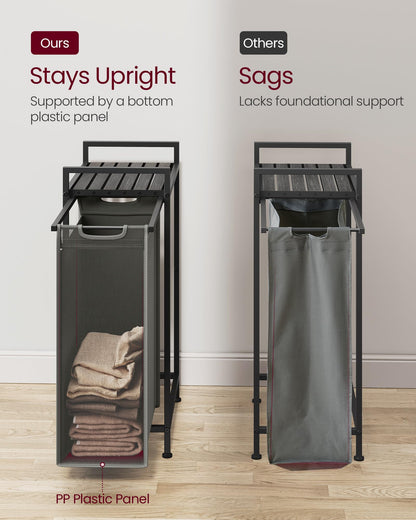 VASAGLE Laundry Hamper, Laundry Basket, Laundry Sorter with a Pull-Out and Removable Bag, Shelf