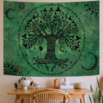 Lunerfex Tree of Life Mandala Tapestry Boho Tapestry for Bedroom Green Tapestries Wall Hanging Living Room Wall Art and Home Decor 44x60
