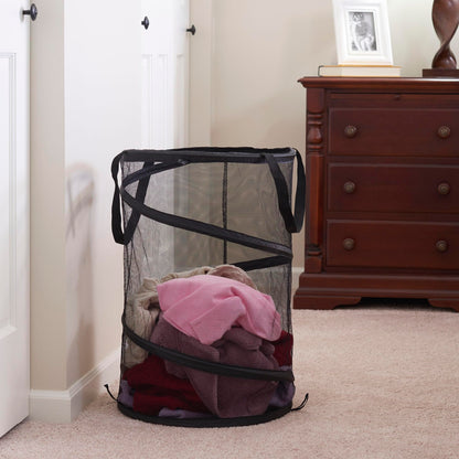 Household Essentials 2026 Pop-Up Collapsible Mesh Laundry Hamper | Black, 25" H