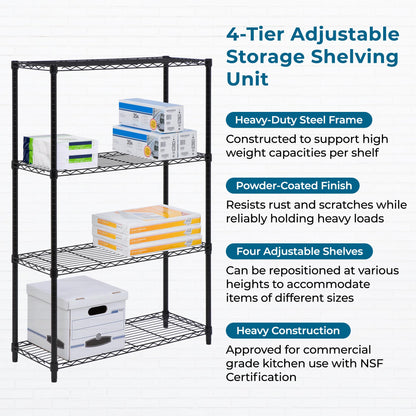Honey-Can-Do 4-Tier Heavy Duty Adjustable Shelving Unit, 250-lb Per Shelf Metal Storage Rack, Wire