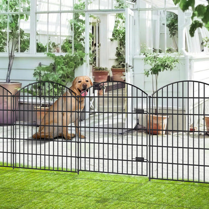 Metal Garden Gate and Fences Outdoor ECG1191, 1 Gate + 4 Fence Panels,43.2in Tall and Total Length 14.75ft, Heavy Duty Fencing for The Yard Privacy Temporary Animal Barrier for Dog, Black