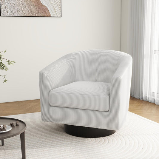 Swivel Barrel Accent Chair, Modern Round Corduroy Fabric Arm Chair for Living Room, Bedroom, Comfy