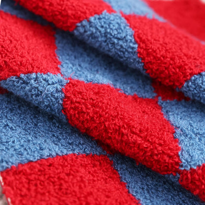 Alysheer Checkered Embroidered Decorative Throw Pillow Covers 18"x 18" Set of 2, Classic Chic Red Blue Plaid Tufted Patterned Cotton Canvas Cushion Case for Sofa Couch Bed Living Room