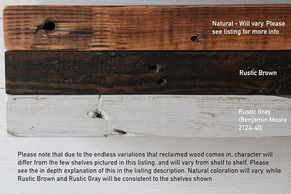 Urban Legacy Reclaimed Barn Joist Deep Floating Shelves | Deep Shelves with Low Profile Shelf Bracket with High Weight Capacity, Set of 2 (24" x 11" x 2.5", Rustic Brown)