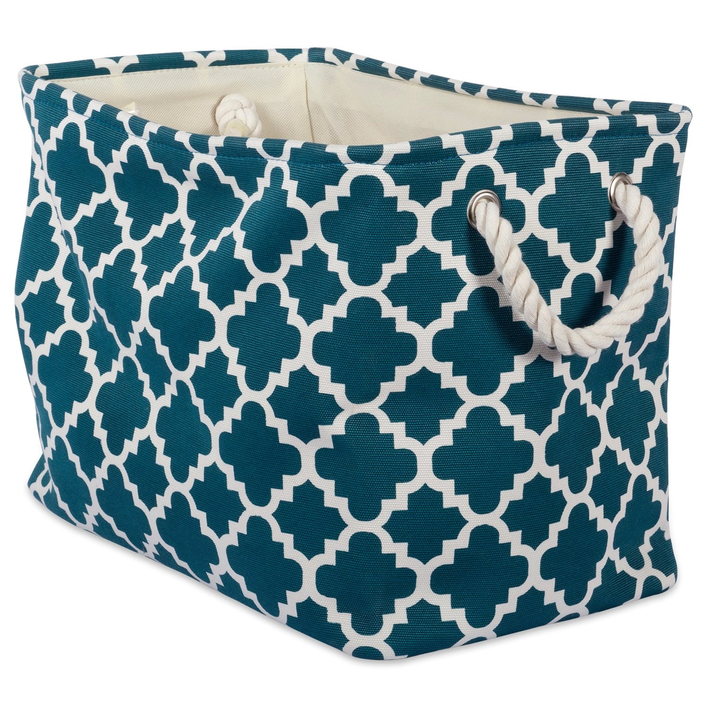 DII Polyester Container with Handles, Lattice Storage Bin, Small, Teal