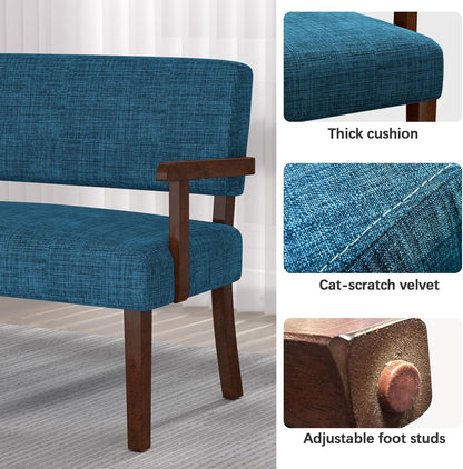 Accent Chair 2 Seat, Arm Chairs with Soft Seat and Armrests for Living Room, Love seat for Dining, Reading, and Waiting Rooms (Blue)