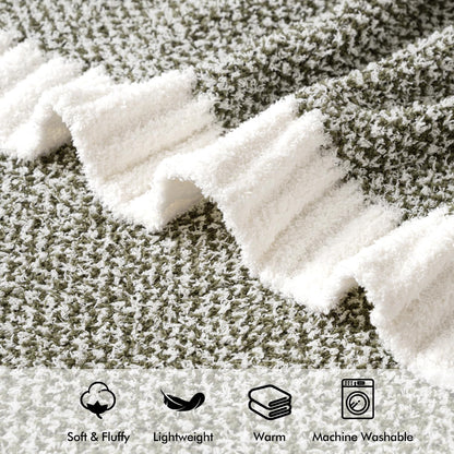 MIULEE Super Soft Throw Blanket for Couch, Olive Green Cozy Fluffy Warm Blankets Lightweight Knit Throw Blankets for Sofa, Bed, Chair, Living Room, Camping, Picnic, 50 x 60 inch