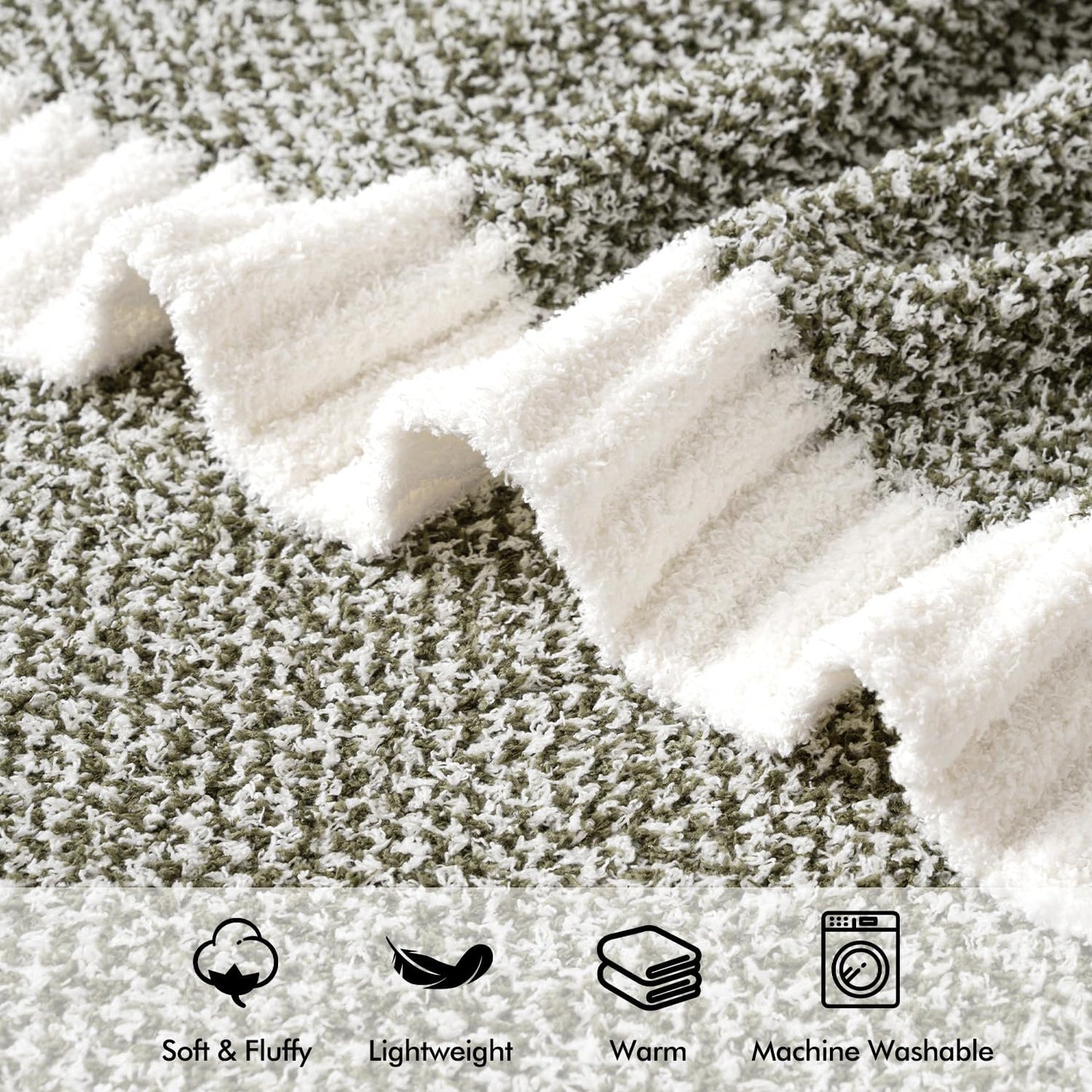 MIULEE Super Soft Throw Blanket for Couch, Olive Green Cozy Fluffy Warm Blankets Lightweight Knit Throw Blankets for Sofa, Bed, Chair, Living Room, Camping, Picnic, 60 x 80 inch