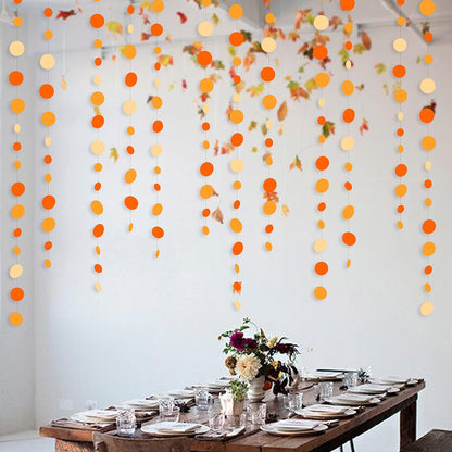 46 Ft Thanksgiving Fall Autumn Circle Dots Garland Gradient Orange Polka Dot Hanging Paper Streamer for Orange Wedding Bridal Shower Birthday Baby Shower Engagement Harvest Party Decorations Supplies