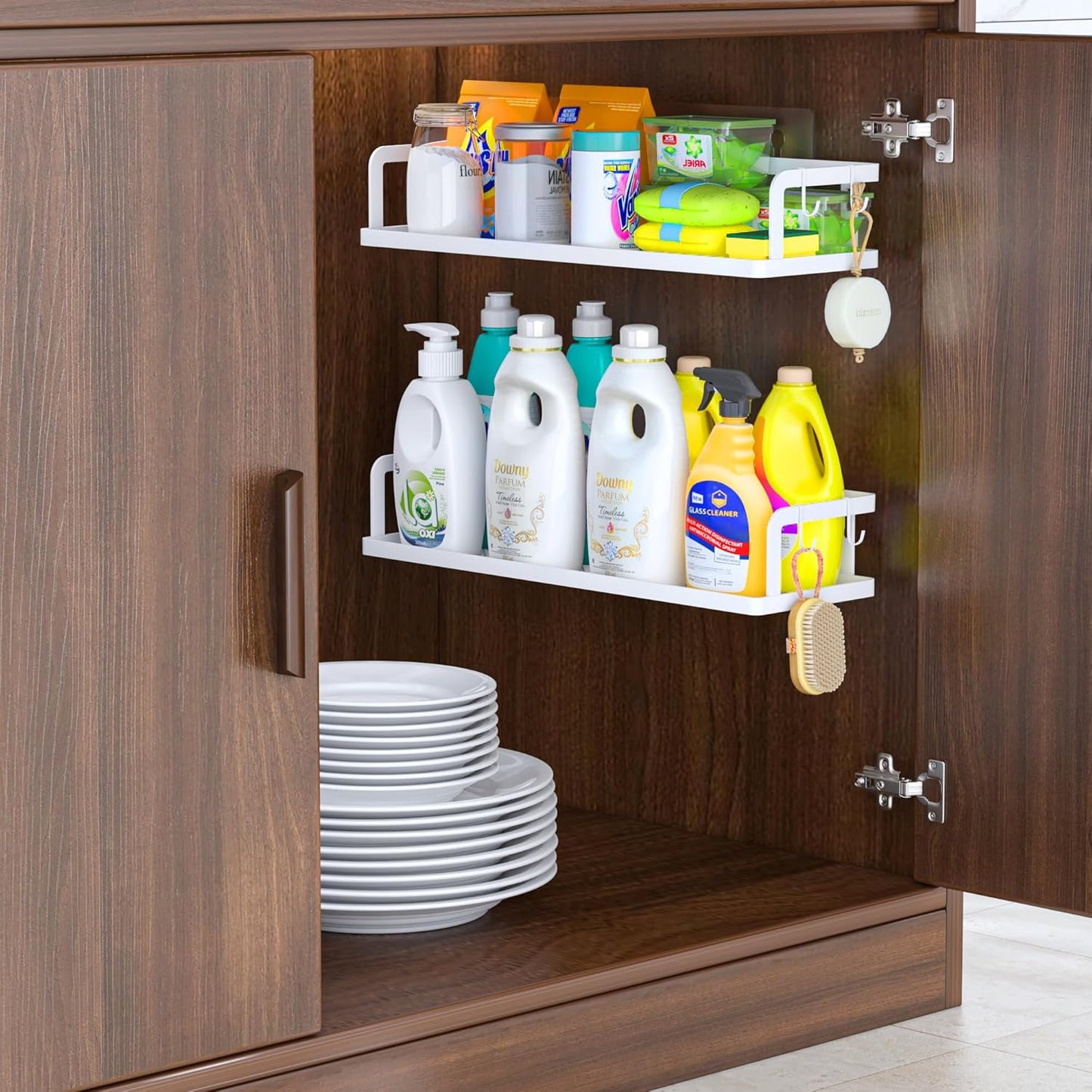 PUSDON Metal Wall Hanging Basket 2 Packs DIY Suitable for Multiple Scenes - Large White Hollowout