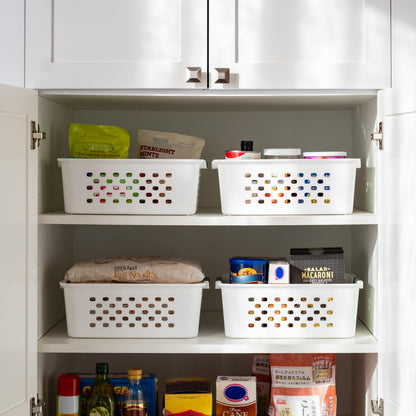 IRIS USA 4-Pack, Medium Plastic Storage Basket, White