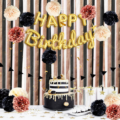 Black Pink Party Streamers Decorative Paper Pompoms for Sweet Cool Party Background, Birthday, Bachelor Party, Baby Shower, Ceiling Wall Hanging