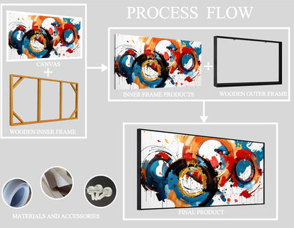 Abstract Wall Art With Black Wood Frames Large Canvas Prints Modern Living Room Bedroom Home Office Wall Decor Framed Colorful Circle Abstract Picture Ready to Hang Size 30x60