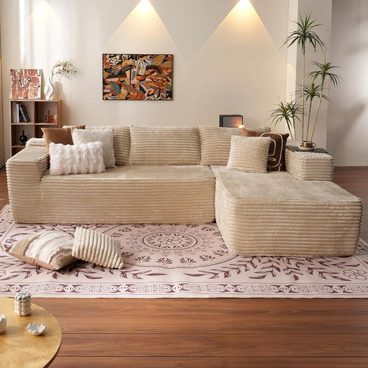 ovios 104" Cloud Sectional Couch with L-Shape Chaise,Modern Modular Sofa with Deep Seat
