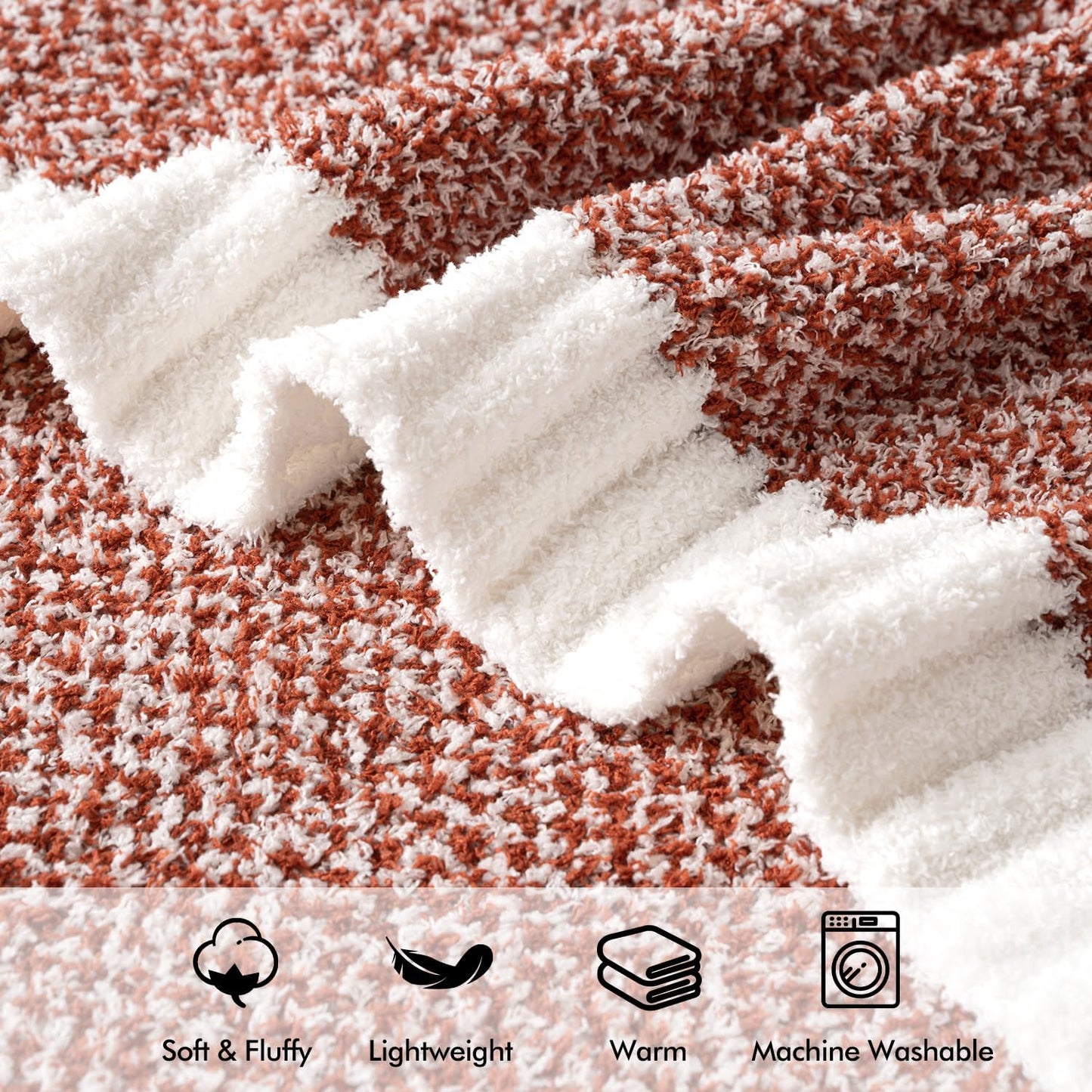 MIULEE Fall Rust Super Soft Throw Blanket for Bed, Twin Size Cozy Fluffy Warm Blankets Knit Blankets for Couch, Sofa, Chair, Living Room, Camping, Picnic, 60 x 80 inch