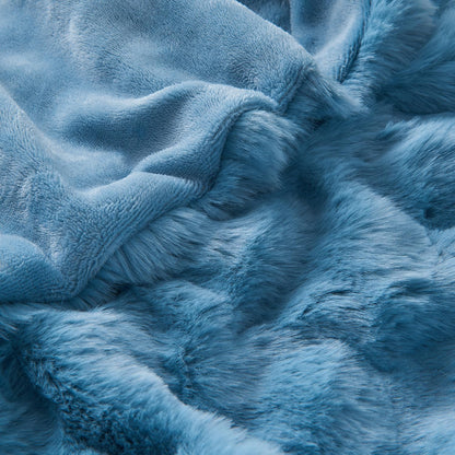 Lotus Karen Faux Fur Throw Blanket Sky Blue - Big Bubble Rabbit Fluff Blanket for Couch Bed Sofa,Softest Fluffy Fuzzy Cozy Blanket,Thick Furry Plush Shaggy Warm Blankets for Women,90x90 Inches