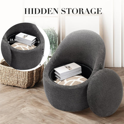 COLAMY Swivel Accent Chair Set of 2, 360° Swivel Round Chair with Hidden Storage, Modern Small Barrel Armchair for Living Room/Bedroom, Darkgrey