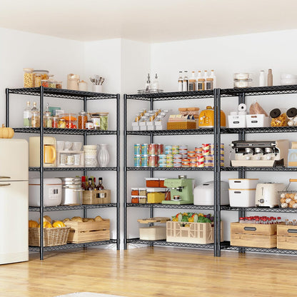 5 Tier Storage Shelves 71"H Wire Shelving Adjustable Metal Shelving,1000LBS Pantry Shelves Sturdy Steel Wire Shelf for Kitchen Commercial Pantry Garage Warehouse ,71"H X35.5"W X13.8"D, Black