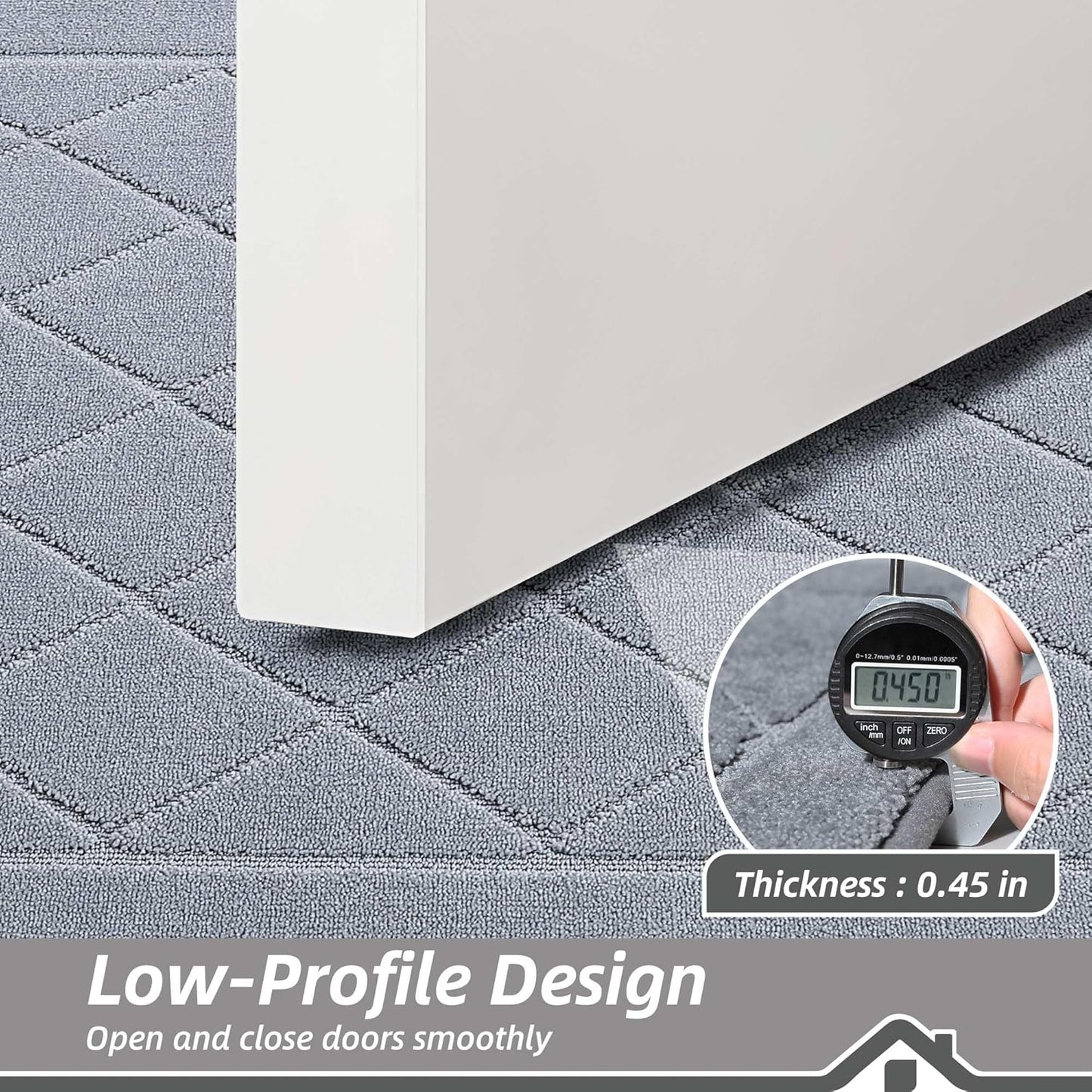 BEQHAUSE Dirt Trapper Door Mat 32" x 48", Doormat Non-Slip Entryway Rugs Washable, Dog Door Mat Stain Resistant and Absorbent Welcome Floor Mat for Front Back Door, Muddy Wet Shoes & Paws, Grey