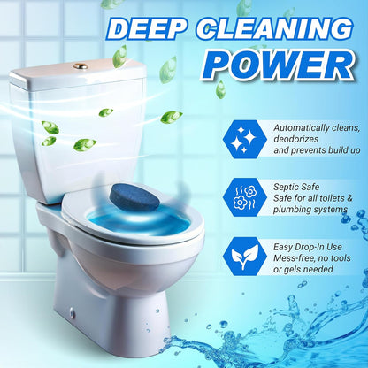 Automatic Toilet Bowl Cleaner Tablets – 40 Tabs - Blue Gel Toilet Tank Cleaner, Hard Water Ring Remover, Septic-Safe Heavy-Duty Stain & Smell Eliminator, Toilet Cleaning & Deodorizer