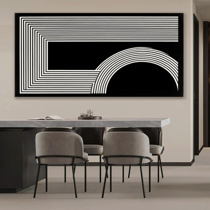 Large Abstract Wall Art Black And White Wall Art Geometric Line Wall Print Painting Artwork Canvas Art Wall Decor Simple Picture Artwork For Living Room Bedroom Office Home Wall Decor 29"X 58"