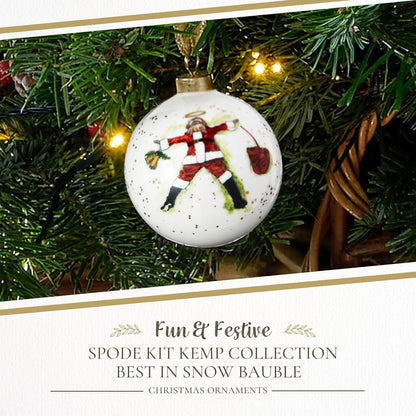 Spode Kit Kemp Christmas Ornament - Doodles Best in Snow - Fine China Whimsical Festive Keepsake, Collectible Holiday Decoration for Tree & Seasonal Decor - Holiday Ornament for Gift Giving