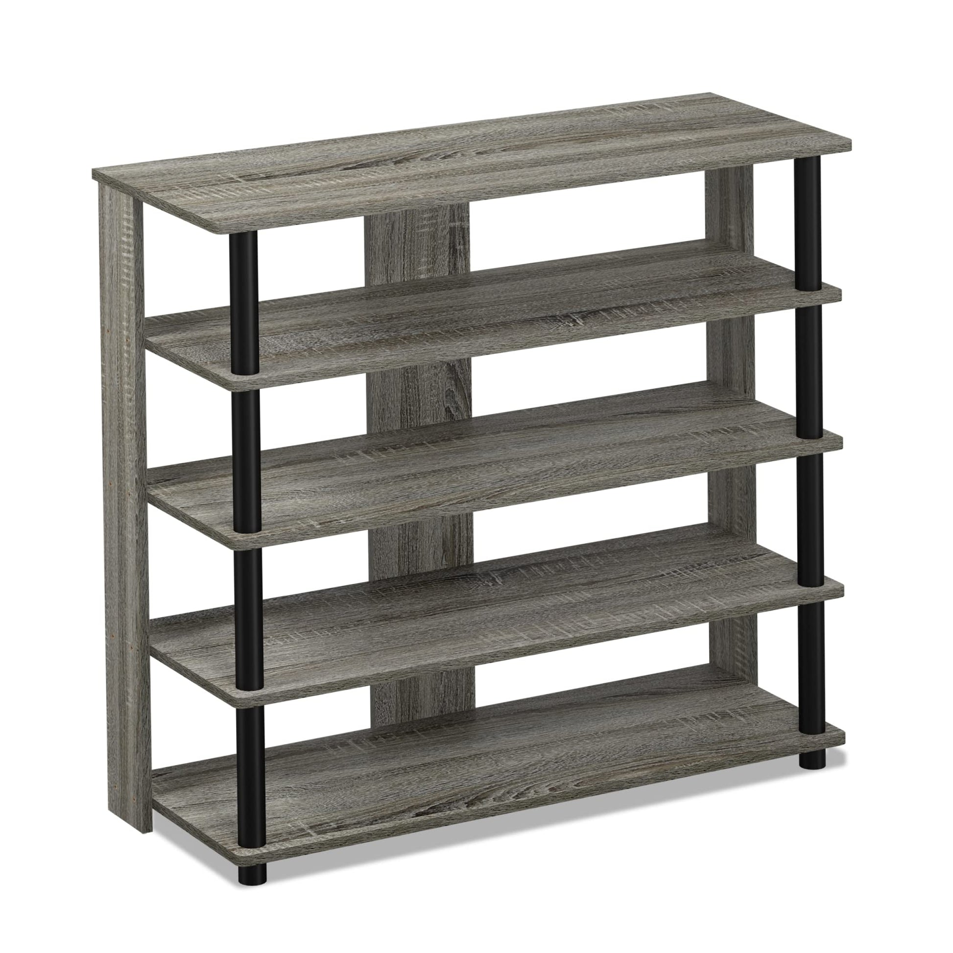 Furinno Turn-N-Tube Toolless Assembly 5-Tier Shoe Rack, Wide Vertical Shoe Organizer, Free Standing