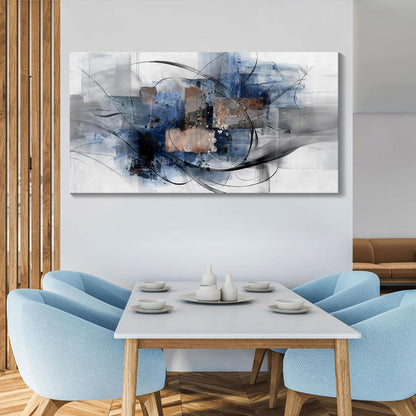 Mofutinpo Canvas Wall Art for Living Room, Bedroom, Office - Large Wall Art Decor - Abstract Wall Art - Modern Black and White Paintings,Blue and Grey Wall Decor, Artwork and Pictures for Wall 24×48
