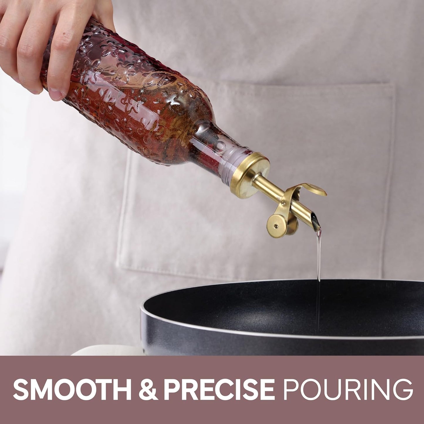 COOK WITH COLOR Glass Olive Oil Bottle Dispenser - 2 Pack- 17oz Oil and Vinegar Cruet - Olive Oil Carafe Decanter for Kitchen