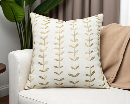 VAGMINE Embroidered Lollipop Cushion Cover - 20x20 Inches Square - 100% Cotton Ivory Throw Pillow Case - Soft Elegant Texture - Stylish Addition to Home Interiors, Bedroom, Office, Farmhouse