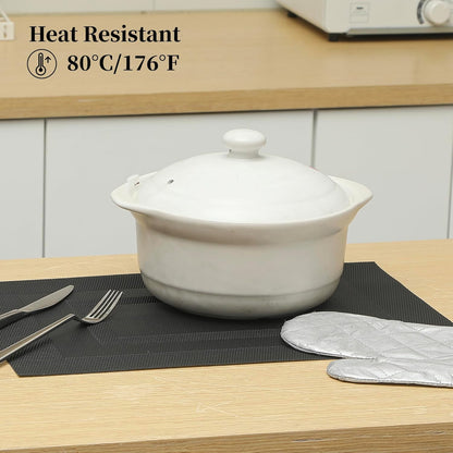 Leetaltree Black Frame Placemats Set of 4 - Heat Resistant Non-Slip Place mats for Dining Table, Washable Durable PVC Vinyl Woven Table Mats（Black Frame, 4）