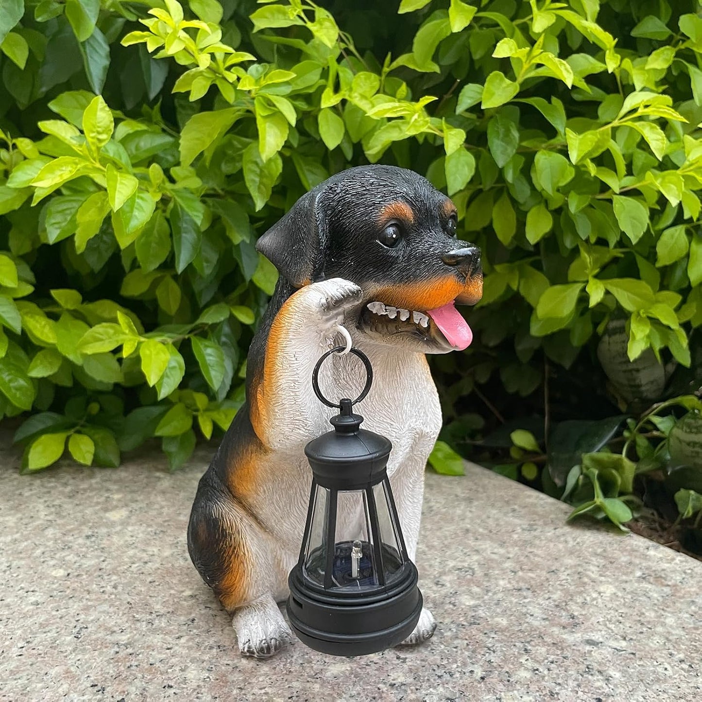 Solar Garden Statues Dog Figurine with LED Light Lantern Outdoor Art Decor for Patio Lawn Yard Housewarming Home Ornaments Gifts for Dog Lovers Mom Grandma Women