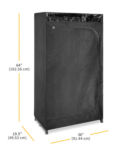 Whitmor Portable Clothes Closet - Freestanding Garment Organizer with Cover - 36 Inches Wide - Black