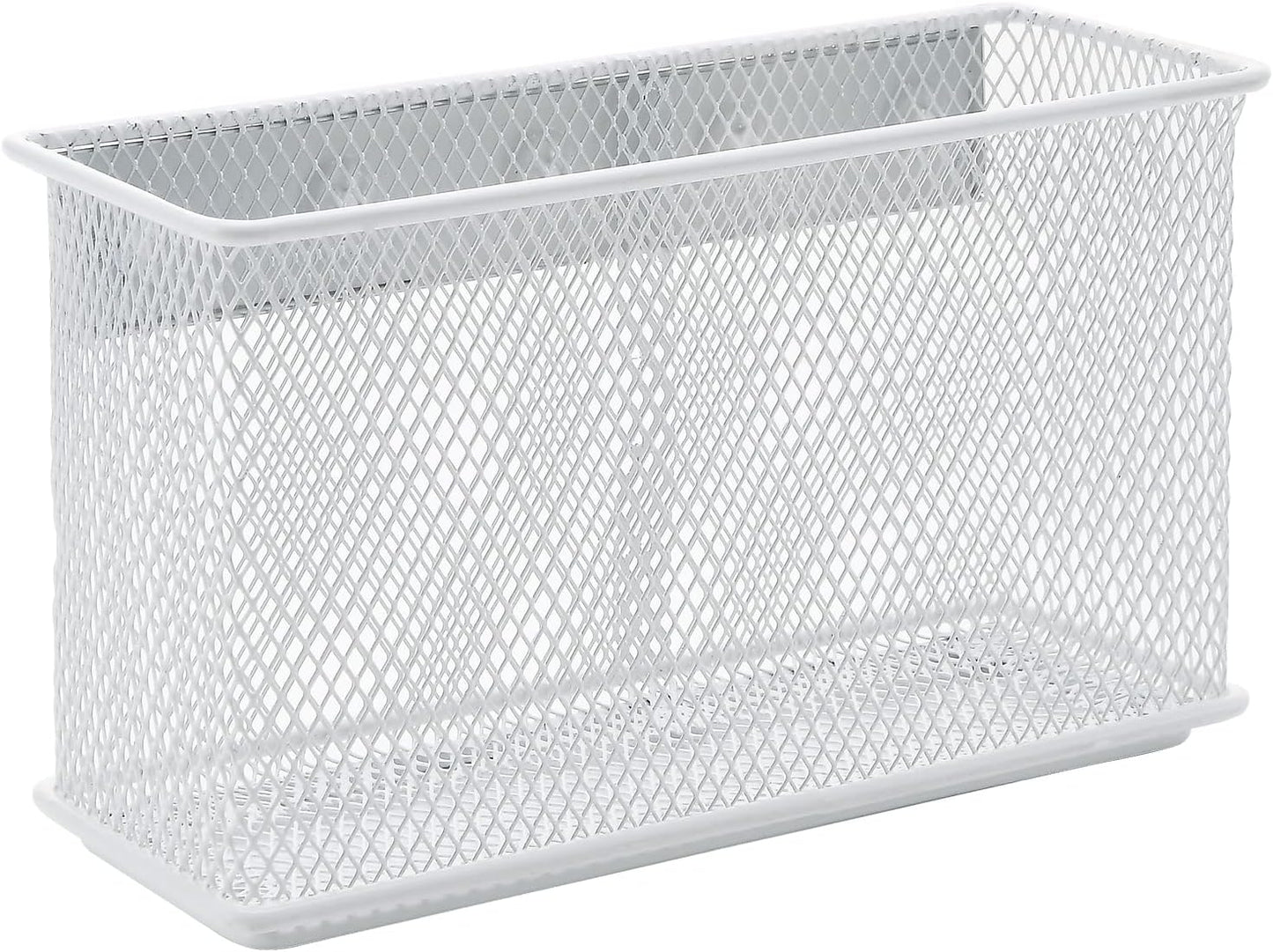 dedoot Magnetic Pencil Holder for refrigerator Storage Magnetic Basket Mesh White Strong Magnetic Pen Holder for Refrigerator,Whiteboard, Locker, Home and Office Organizer, 6.3x2.3x3.6inch