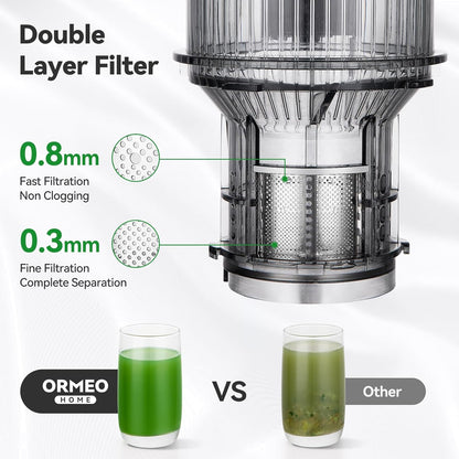 Juicer Machines, Cold Press Juicer with 5.0” Large Feed Chute Fit Whole Fruits & Vegetables, Stainless Steel Masticating Juicer With Pulp Seperation, 99% Juice Purity, 200W Quiet Motor, Easy to Clean