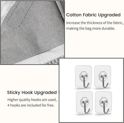 3pcs Small Wall Hanging Organizer Bag, Linen Fabric Door Hanging Storage Basket with Pockets, Waterproof Bin for Kitchen, Bedroom, Office, RV Camper (Gray)