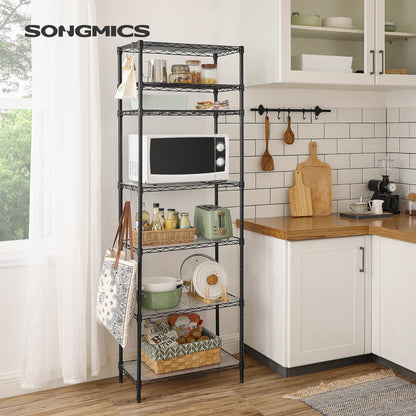 SONGMICS 7-Tier Storage Shelves, Wire Shelving Unit, Kitchen Metal Shelves, Storage Rack with