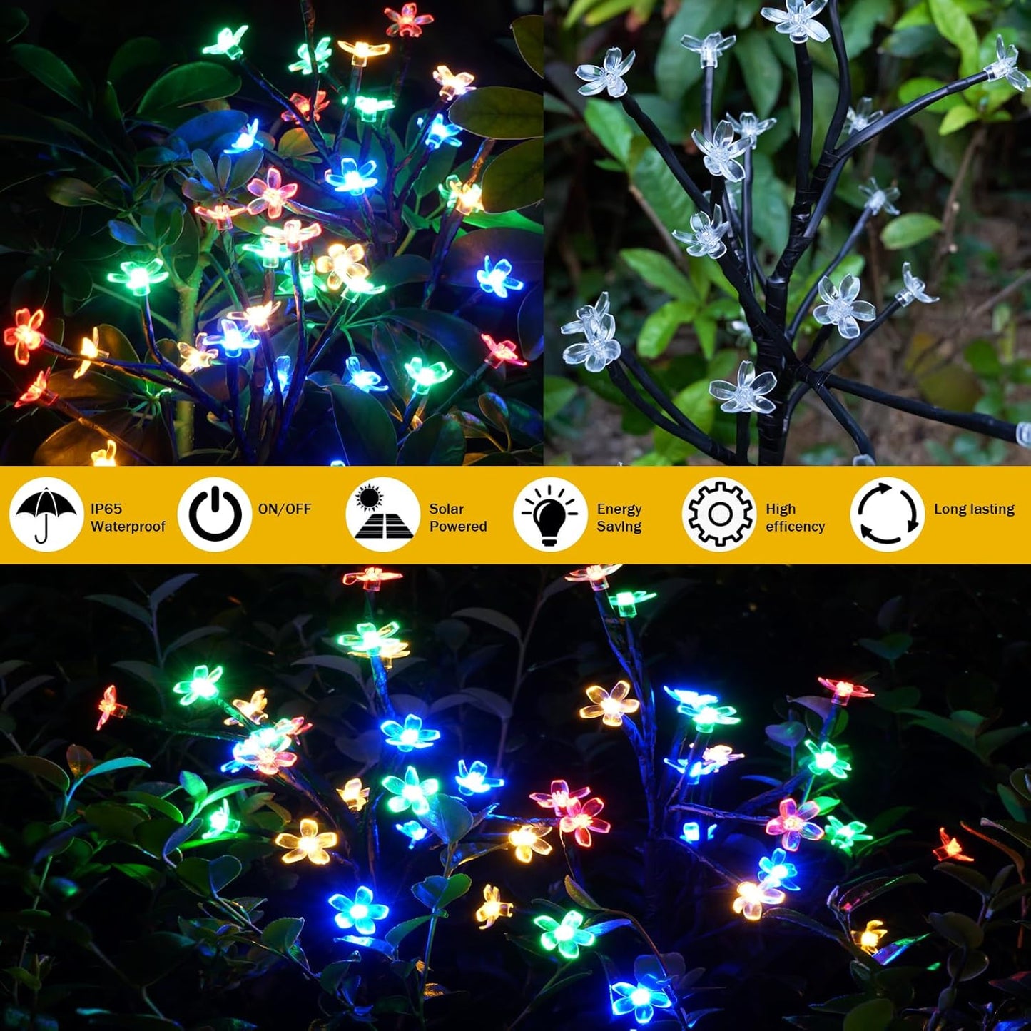 Solar Garden Lights Garden Decor, Solar Flowers Outdoor Decorative,2Pack 40LED Fairy Lights Outdoor Garden Waterproof for Outside Yard,Lawn,Patio,Pathway Decorations Gardening Gifts