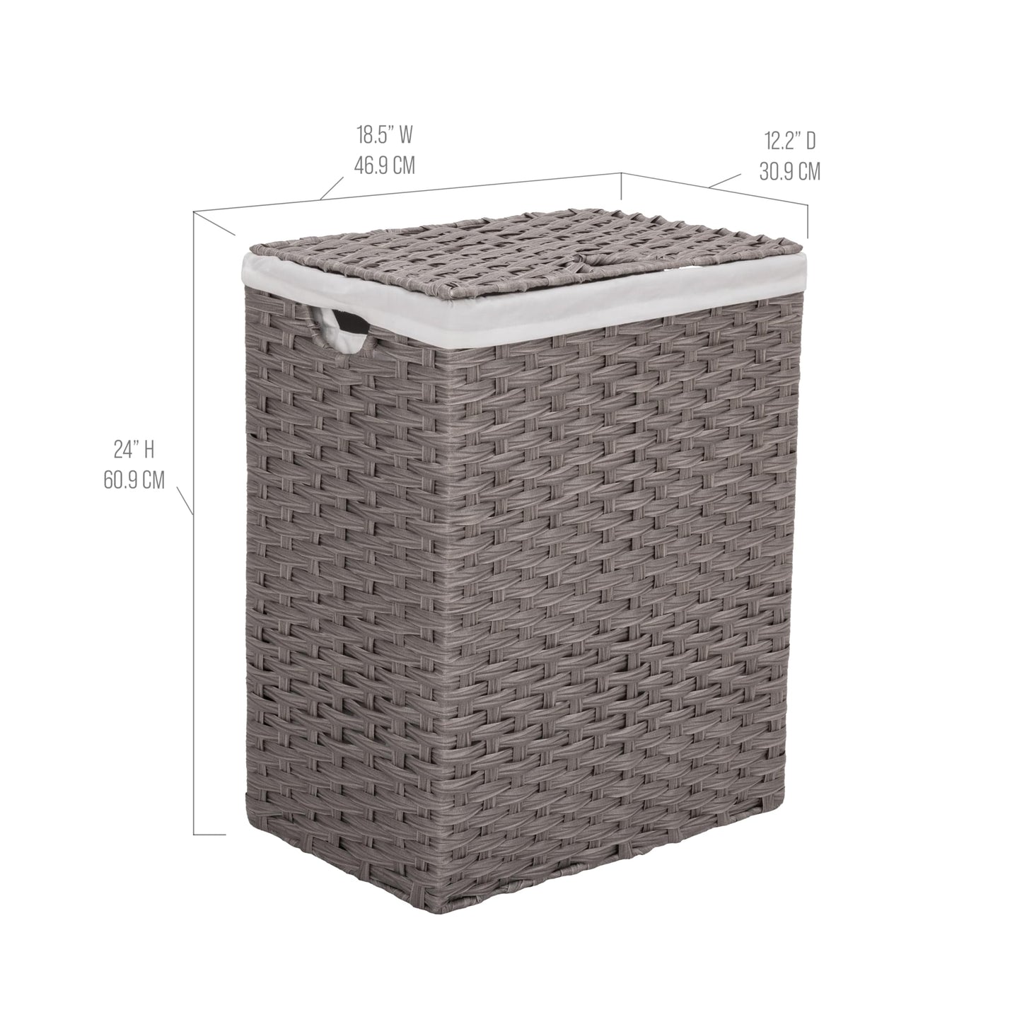 Seville Classics Premium Handwoven Portable Laundry Bin Basket with Carrying Handles, Household