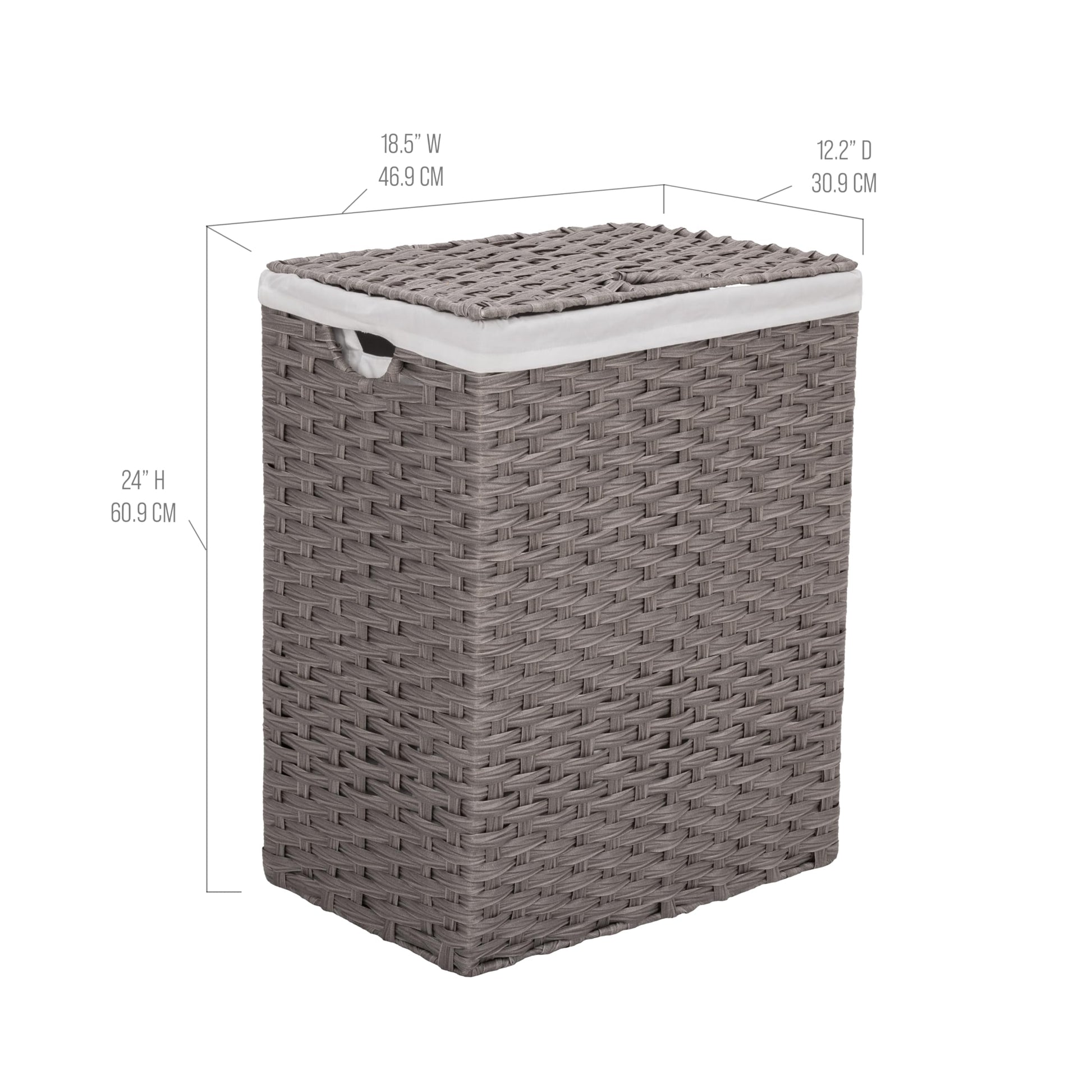Seville Classics Premium Handwoven Portable Laundry Bin Basket with Carrying Handles, Household