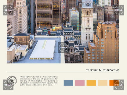 StudioUBILA Philadelphia Wall Art Poster, Decorative Cityscape Landscape Art Prints, Home Decor Wall Art Print for Bedroom Living Room Kitchen Decorations, Unframed