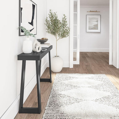 Plank+Beam Solid Wood Console Table, 46.25 Inch, Sofa Table, Narrow Entryway Table for Hallway, Behind The Couch, Living Room, Foyer, Easy Assembly, Black