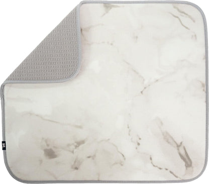 S&T INC. Dish Drying Mat, 16” x 18”, Absorbent Microfiber Kitchen Counter Mat, Dish Drying Pad for Dishes, Utensils, Pots and Pans, Large, Grey Stone